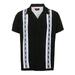 9 Crowns Men s Modern Fit Short Big & Tall Sleeve Guayabera Button Down Shirt (Small Black/White1)