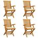 Anself 4 Piece Folding Garden Chair with Cream Cushion Teak Wood Outdoor Dining Chair for Patio Backyard Poolside 21.7 x 23.6 x 35 Inches (W x D x H)