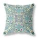 26 Blue Lavender Wreath Indoor Outdoor Zippered Throw Pillow