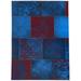 ECLECTIC BOHEMIAN PATCHWORK BLUE AND RED Outdoor Rug By Kavka Designs