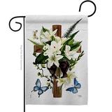 Breeze Decor G153087-BO 13 x 18.5 in. Lily Cross Sweet Life Sympathy Double-Sided Decorative Vertical Garden Flags - House Decoration Banner Yard Gift