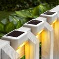 GRNSHTS Solar Deck Lights Outdoor Decor Solar Fence Lights Solar Step Lights Waterproof Led Solar Lights for Patio Pool Stairs Step and Pathway (White shell Warm Lights)