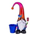 Evergreen 17.75 H Metal Spring Brights Gnome Garden Statuary with Planter 4.7 x 11 x 17.7 inches.