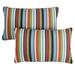 Outdoor Living and Style Set of 2 16 x 26 Rainbow Confetti Stripes Corded Sunbrella Indoor and