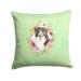 Bernese Mountain Dog Green Flowers Fabric Decorative Pillow