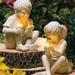 Jygee Garden Statue Boy and Girl Holding Solar Firefly Jar Figure Sculpture for Garden Yard Outdoor Decoration