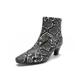 Juebong Snake Skin Printed Booties Women Fashion Boots Slip-On Booties Chunky Low Heels Casual Boots Motorcycle Boots Black 9.5