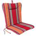 Jordan Manufacturing 38 x 21 Mulberry Red Stripe Rectangular Outdoor Wrought Iron Chair Cushion with Ties and Hanger Loop