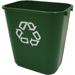 Rubbermaid FG295606GRN 28 Qt Green Plastic Rectangular Recycling Container