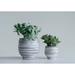 Creative Co-Op Grey & White Striped Stoneware Planter