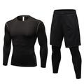 Men s Compression Long Sleeve Tops+ 2-in-1 Running Leggings Shorts Gym Shorts Sweatpants with Zipper Pockets Workout Set