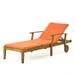 Daisy Outdoor Chaise Lounge with Weather Resistant Cushion Teak Finish and Orange