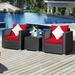 Costway 3PCS Patio Rattan Wicker Furniture Set Sofa Table W/Cushion Yard Red