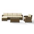 Crosley Furniture Bradenton 5Pc Outdoor Wicker Sectional Set- Sand/Weathered Brown