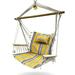 Backyard Expressions Hanging Hammock Chair - Yellow Stripes - Polyester/Cotton Fabric