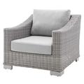 Lounge Chair Armchair Sunbrella Rattan Wicker Grey Gray Modern Contemporary Urban Design Outdoor Patio Balcony Cafe Bistro Garden Furniture Hotel Hospitality