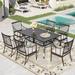 Sophia&William 7-Piece Outdoor Patio Dining Set Metal Padded Chairs and Table Set