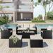 6pcs Outdoor Patio Furniture Set All-Weather Patio Outdoor Dining Conversation Sectional Set with Coffee Table Wicker Sofas Ottomans Removable Cushions (Beige)