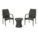 GDF Studio Estella Outdoor Wicker 3 Piece Stacking Chair Chat Set Multibrown