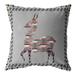 HomeRoots 412750 18 in. Boho Deer Indoor & Outdoor Zippered Throw Pillow Purple & Cream