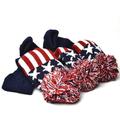 3Pcs Knitted Golf Head Covers 1-3-5 For Driver And Fairway Woods With Long Neck Design Vintage Red Stars And Stripes American Flag Sock Pom Pom Golf Club Patriotic Headcovers Set