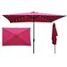 10 ft x 6.5 ft Rectangular Solar Powered Aluminum Polyester LED Lighted Patio Umbrella w/Tilt Adjustment and Fade-Resistant Fabric Burgundy