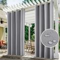 (2 Panel) SHANNA Outdoor Curtains for Patio Waterproof Cabana Grommet Curtain Panels Gray 52 x 84 inch Set of 2