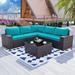 ALAULM Patio Furniture Sets 6 Pieces Patio Sectional Outdoor Furniture Patio Sofa Chairs Set All Weather PE Rattan Wicker Couch Conversation Set with 5 Thickened Cushions & Coffee Table