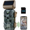 CAMPARK Solar Trail Camera with SD Card Native 4K 30fps WiFi Bluetooth 30MP Game Camera Motion Activated 0.2s Fast Trigger Night Vision Waterproof IP66 Hunting Deer Trail Cam for Wildlife Monitoring