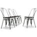 BELLEZE Metal / Wood Dining Chairs [Set of 4] - Alexander (Gunmetal)