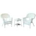 Afuera Living 3 Piece Wicker Conversation Set in White without Cushion