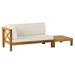 Elisha Acacia Wood Outdoor Left Arm Loveseat and Coffee Table Set with Cushion Teak and Beige