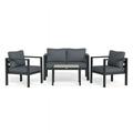 Tortuga Outdoor Lakeview Aluminum 4 Piece Conversation Set with Loveseat 2 Chairs and Coffee Table Gray