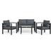 Tortuga Outdoor Lakeview Aluminum 4 Piece Conversation Set with Loveseat 2 Chairs and Coffee Table Gray