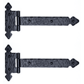 2 Pack 9 inch Decorative Hinges Black Gate Hinges Wrought Iron Hinges Flush Mount Western Style Hinges Gate Hardware Cast Iron Strap Hinge The Jamestown Series by Borderland Rustic Hardware