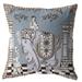 HomeRoots 20 in. Ornate Elephant Indoor & Outdoor Zippered Throw Pillow Light Blue & Muted Brown