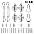 8-piece Set of Sun Sail Attachment 2 Stainless Steel Turnbuckles 2 Carabiners 4 Wall Mount Sun Sail Accessories for The Safe Installation of Square and Triangular