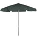 7.5 Hex Garden Patio Umbrella 6 Rib Push Up Bright Aluminum with Forest Green Vinyl Coated Weave Canopy