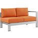 Modern Contemporary Urban Design Outdoor Patio Balcony Right Arm Corner Loveseat Sofa Orange Aluminum