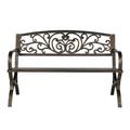 SalonMore Powder Coated 50 x 23.8 x 33.3-Inch Cast Iron Outdoor Patio Bench with Ivy Design Backrest Bronze