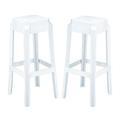 Home Square 30 Polycarbonate Patio Bar Stool in Glossy White - Set of 2