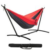 Castaway Living Double Travel Hammock Combo with Space Saving Stand & Storage Bag - Red/Charcoal