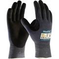 ATG Size L (9) ANSI Cut Lvl A3 Puncture Lvl 2 Abrasion Lvl 4 Micro-Foam Nitrile Coated Nylon/Spandex Cut & Puncture Resistant Gloves Palm Coated Knit Wrist Blue/Black Paired