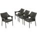 Noble House Mirage Wicker Stacking Patio Dining Arm Chair in Mocha (Set of 4)