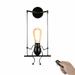 FSLiving Rechargeable Battery Run Low-Volt Safe LED Remote Control Cordless Black Metal Wall Sconce Modern Design Wall Light for Children Room Corridor Dorm Reading Bulb Included - 1 Pack