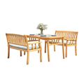 3-Piece Brown Contemporary Outdoor Furniture Patio Dining Set with Gray Cushions 59