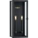 Stature Collection Two-Light Textured Black and Clear Glass Transitional Style Large Outdoor Wall Lantern