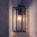 Luxury Modern Farmhouse Outdoor Wall Sconce 20.00 H x 7.00 W with Industrial Style Elements Minimalist Design Natural Black Finish and Clear Glass Panel With Beveled Edge UQL1332