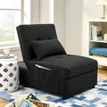 CUH 4 In 1 Fashion Chaise Lounge Furniture Folding Sofa Bed Adjustable Leisure Daybed Upholstered Home Indoor Black