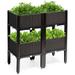 Brown Set of 4 Raised Garden Bed Elevated Flower Vegetable Herb Grow Planter Box
